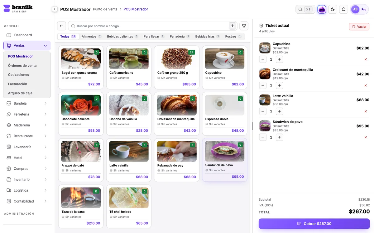 POS Mostrador: catálogo con fotos y existencias, listo para cobrar